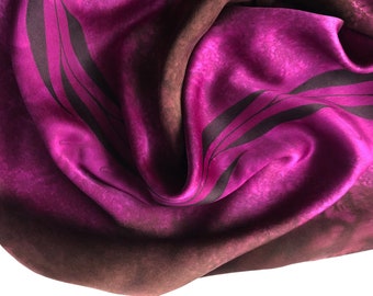 Purple Silk Scarf, Hand Painted Purple Silk Scarf, Brown Scarf, Brown Silk Scarf, Purple Scarf, Hand Painted Silk Scarf, Large Silk Scarf