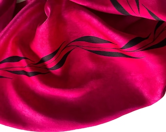 Red Silk Scarf, Hand Painted Red Silk Scarf, Hand Painted Silk Scarf, Magenta Scarf, Silk Scarf, Red Scarf, Small Silk Scarf, Gift For Her