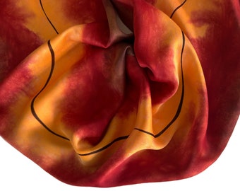 Hand Painted Silk Scarf: Burnt Orange Sienna Brown, Fall Colors
