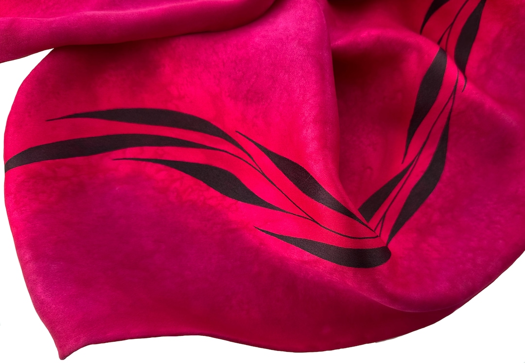 Red 100% Silk Printed Scarf main image 0