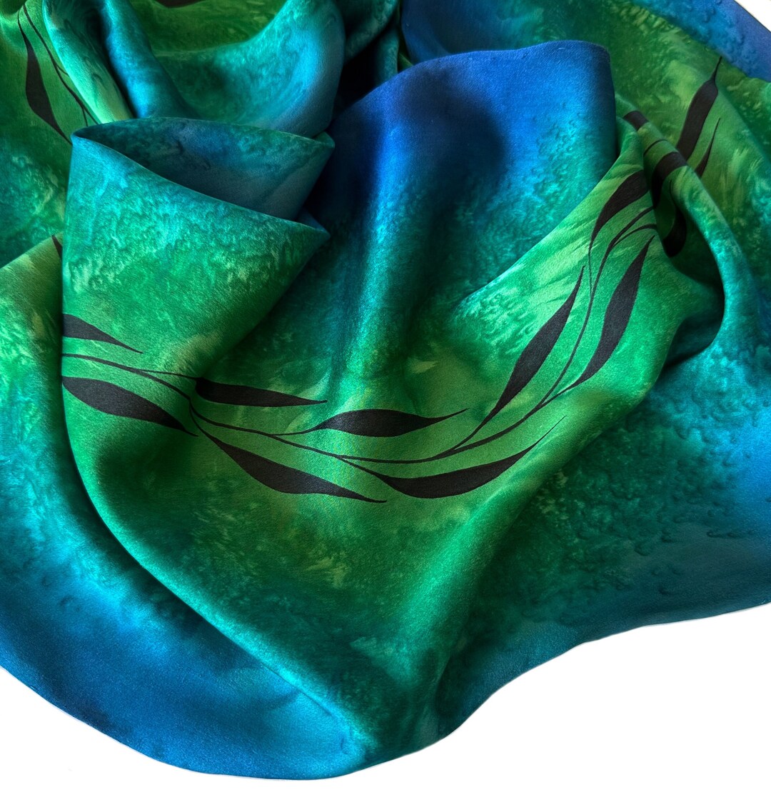 Green, pink & blue stripes Peace Silk Scarf