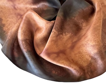 Hand Painted Brown Silk Scarf: Small, Brown Sienna, Charmeuse