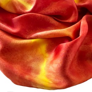 Hand Painted Orange Yellow Silk Skinny Scarf
