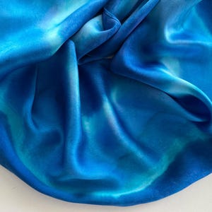 Blue Silk Scarf, Hand Painted Blue Silk Scarf, Hand Painted Silk Scarf, Silk Scarf, Blue Scarf, Azure Blue Scarf, Gift For Her, Gift Idea