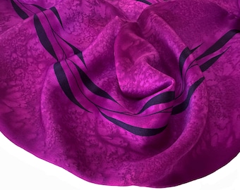 Purple Silk Scarf, Hand Painted Purple Silk Scarf, Hand Painted Silk Scarf, Purple Scarf, Silk Scarf, Small Silk Scarf, Gift For Her