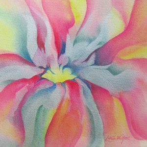 Dipinto ad acquerello originale, "Flower Dreams 3", dipinto ad acquerello di fiori rosa, acquerello floreale, tecnica mista, dipinto astratto