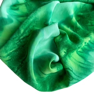 Hand Painted Green Chiffon Silk Scarf: Lightweight