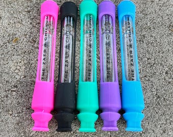 Chillum Glass Pipes, One Hitter Smoking Bowl with Silicone Lid