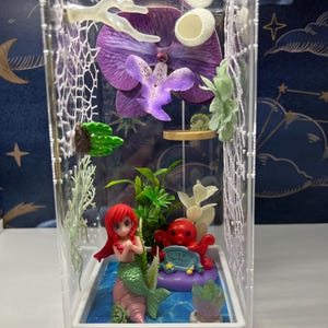 Jumping Spider Enclosure 4x4x8 Mermaid Theme, Under the Sea Themed Spider Habitat, Underwater Fairy Garden Arachnid House