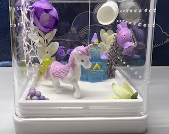 Jumping Spider Enclosure, 4x4x4 Pastel Purple Unicorn Themed Arboreal Arachnid Habitat, Glow in the Dark Spider House, Spood Tank