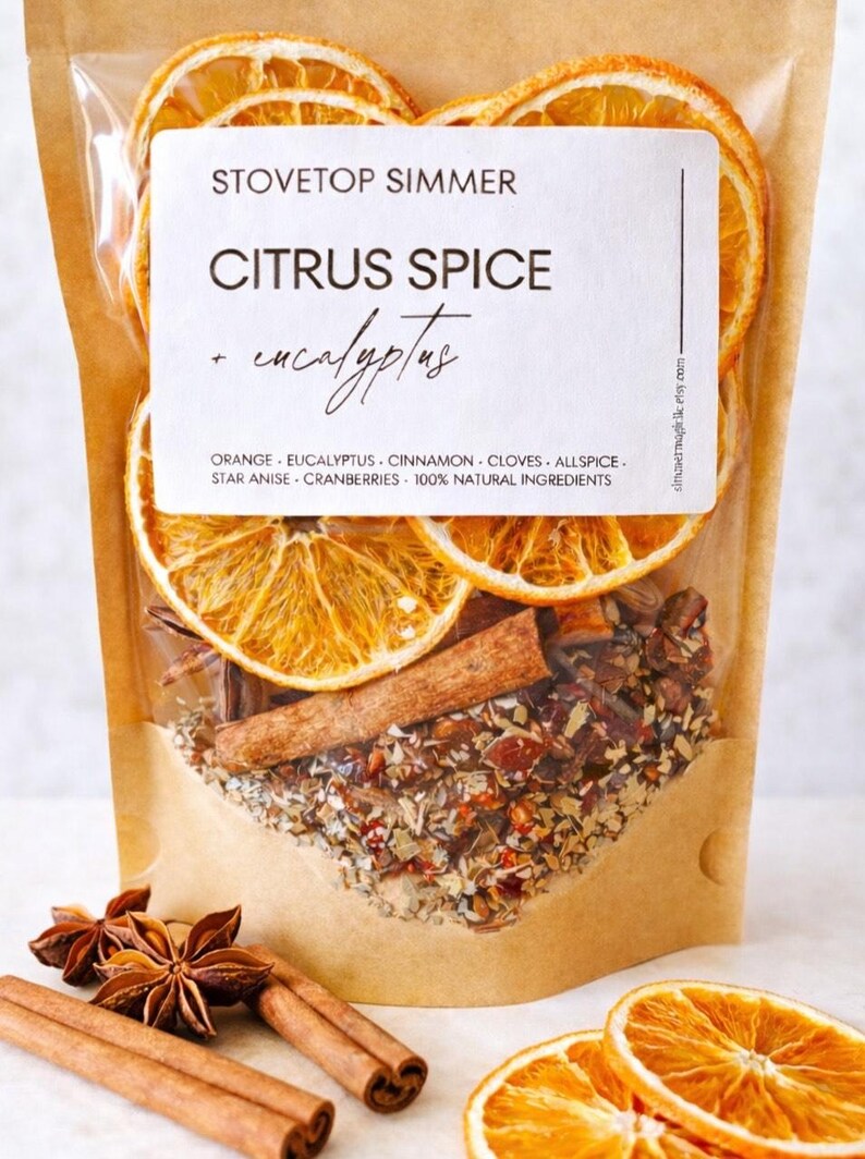 Citrus spice stovetop potpourri bag with dried orange and spices