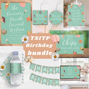 The Summer I Turned Pretty Birthday Bundle, TSITP Birthday Party Turned Pretty, Teenager Birthday Bundle, Coastal Beach Invite 13th birthday