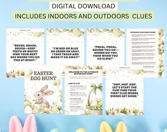 Easter Egg Hunt Printable Template, Indoor and Outdoor Clue Adventure For Kids, Fun Easter Scavenger Hunt Game, kids Easter Activities