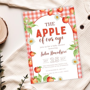 Apple of Our Eye Baby Shower Invitation, Fall Apple Baby Shower Invite, Fruit Baby Shower Mobile Invitation, Apple Autumn Shower Theme