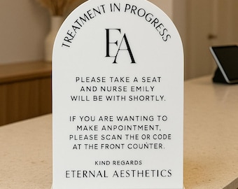 Custom Information Stand | Personalised Acrylic Desk Sign for Business | Reception, Clinic, Salon or Event Display | 3 Sizes