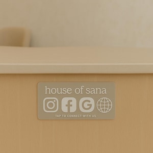 Custom NFC Social Media Plaque, Tap to Connect Sign | Branded Business Counter Sign for Instagram, Facebook, Google & Website