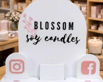 Custom NFC Business Sign | Tap to Connect Social Media Display for Salons & Shops