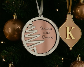 Boule de Noël en acrylique personnalisée | Ornement d'arbre avec nom personnalisé | Décoration de Noël gravée | Souvenir de vacances moderne
