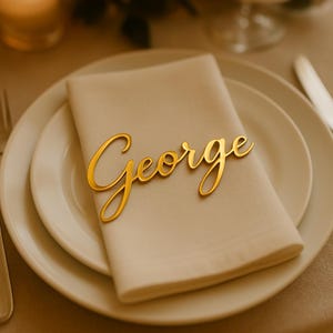 Custom Acrylic Name Place Cards, Personalised Font & Colour | Wedding, Party or Event Place Settings | Guest Name Tags
