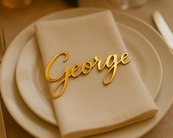 Custom Acrylic Name Place Cards, Personalised Font & Colour | Wedding, Party or Event Place Settings | Guest Name Tags