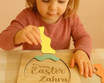 Personalised Easter Egg Puzzle | Custom Wooden Puzzle for Kids | Happy Easter Gift | Engraved Easter Keepsake