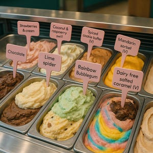 Acryl-Eis-Stäbchen | Wiederverwendbare Eis- und Dessertschilder | Benutzerdefinierte Lebensmitteletiketten | Café & Eis Shop Beschilderung