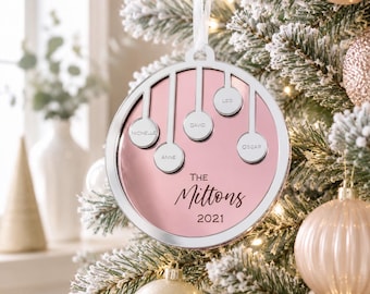 Personalised Family Christmas Ornament | 9cm Acrylic Bauble with Names