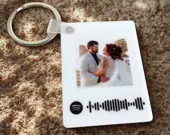 Llavero de Spotify personalizado con foto / Llavero musical personalizado / Escanear para reproducir canción / Regalo para pareja / Aniversario, boda o San Valentín