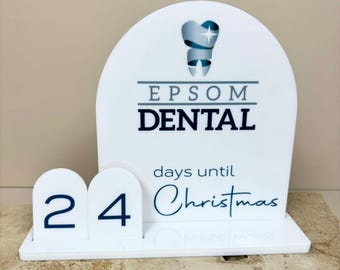 Personalised branded Christmas countdown sign - Custom Logo Days Until Christmas Display for Office, Salon or Business Decor