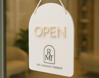 Cartello Aperto Chiuso / Cartello personalizzato per porta aziendale / Cartello in acrilico personalizzato da appendere per salone, spa, clinica o negozio / 20 cm