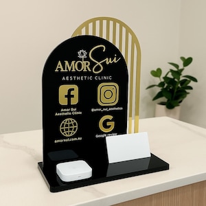 NCF Luxe Social Display | 3D Acrylic Sign with Tap Feature | Salon & Clinic Reception Stand | 25x30cm