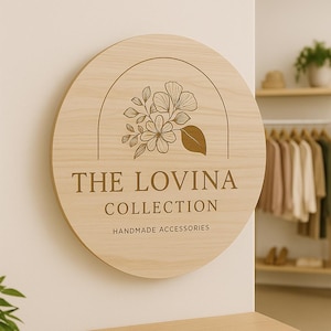 Custom Timber Engraved Business Sign, Natural Logo Sign for Boutiques, Studios & Market Displays