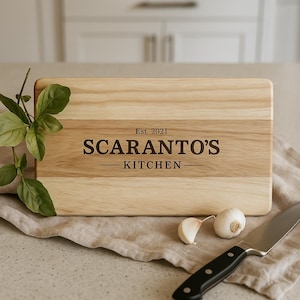 Custom Engraved Wooden Chopping Board | Personalised Kitchen Gift | Serving Board for Couples, Families or Business Branding