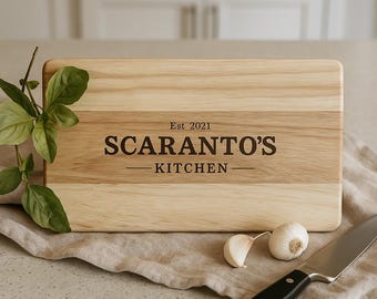 Custom Engraved Wooden Chopping Board | Personalised Kitchen Gift | Serving Board for Couples, Families or Business Branding