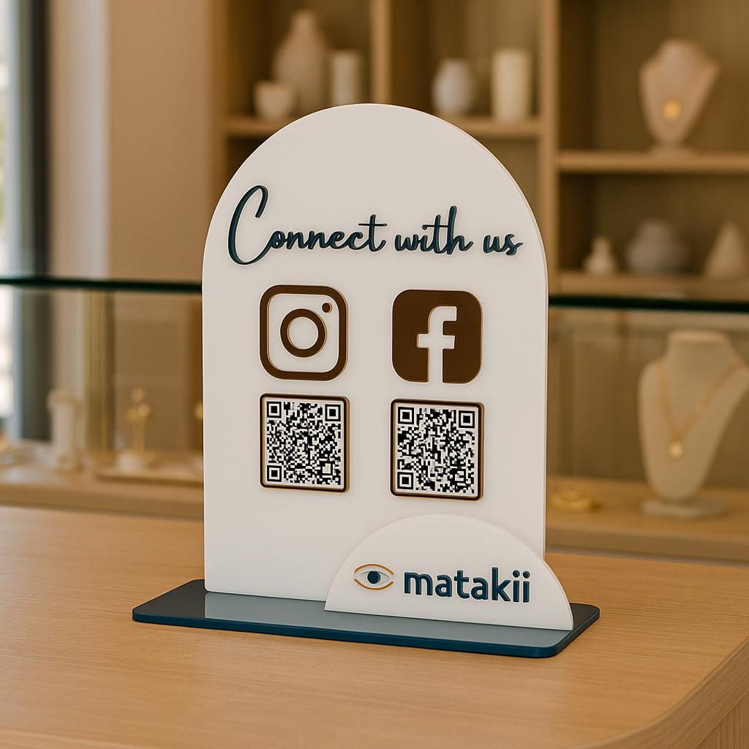 Custom Acrylic QR Code Social Media Sign, Personalised Counter Display ...