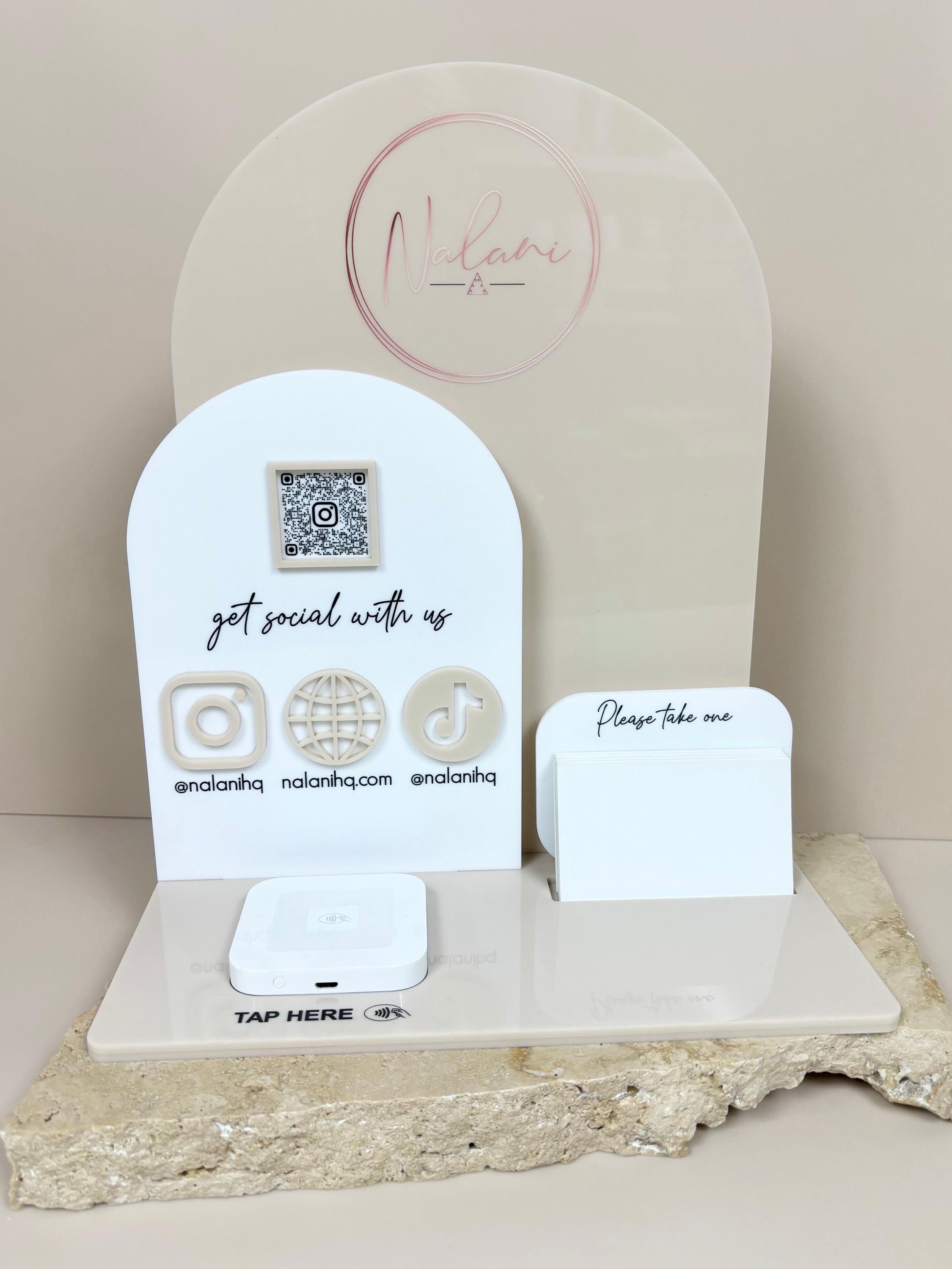 Custom QR Code & NFC Business Display | Acrylic Social Media Stand With ...