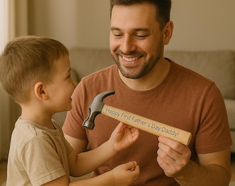 Personalised Father’s Day Hammer – Custom Engraved Wooden Handle – Single or Double Sided Gift for Dad, Pop, Grandad