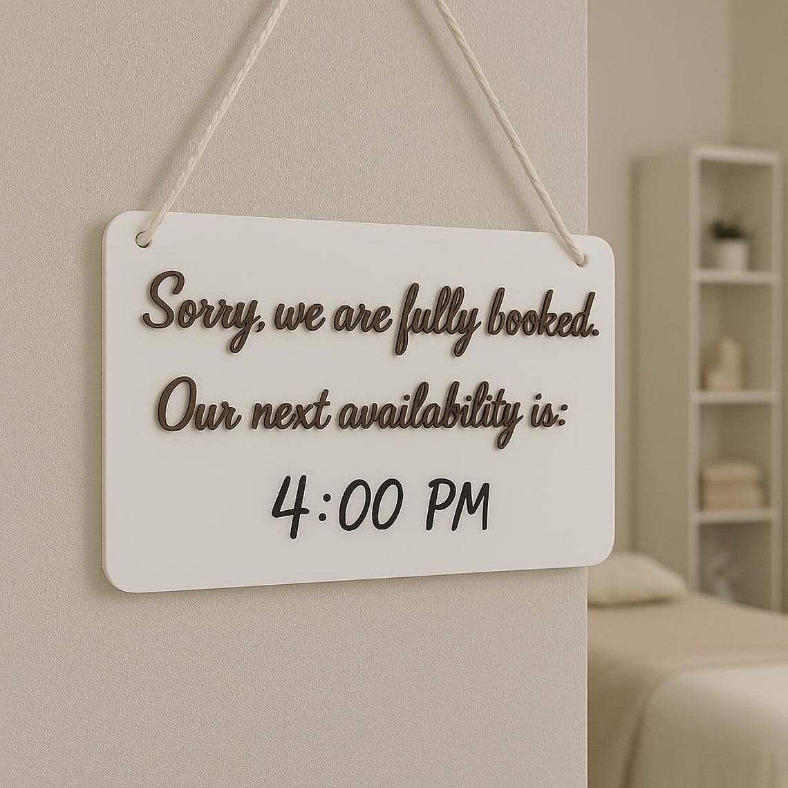 Fully Booked Availability Sign – Acrylic Hanging Sign – Custom Salon ...