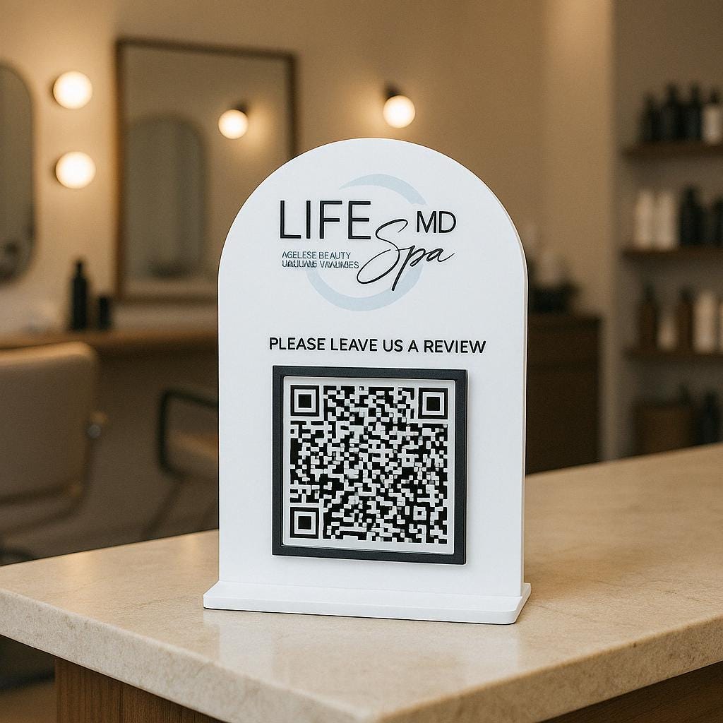 Custom Google Review QR Code Stand | Acrylic Business Review Sign | Personalised Customer Feedback Display for Salons & Clinics