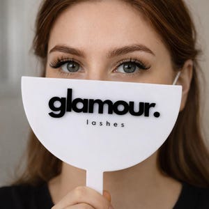 Custom 3D Text Face Shield for Lash & Brow Clients | Personalised Salon Privacy Cover | Branding Prop for Beauty Content