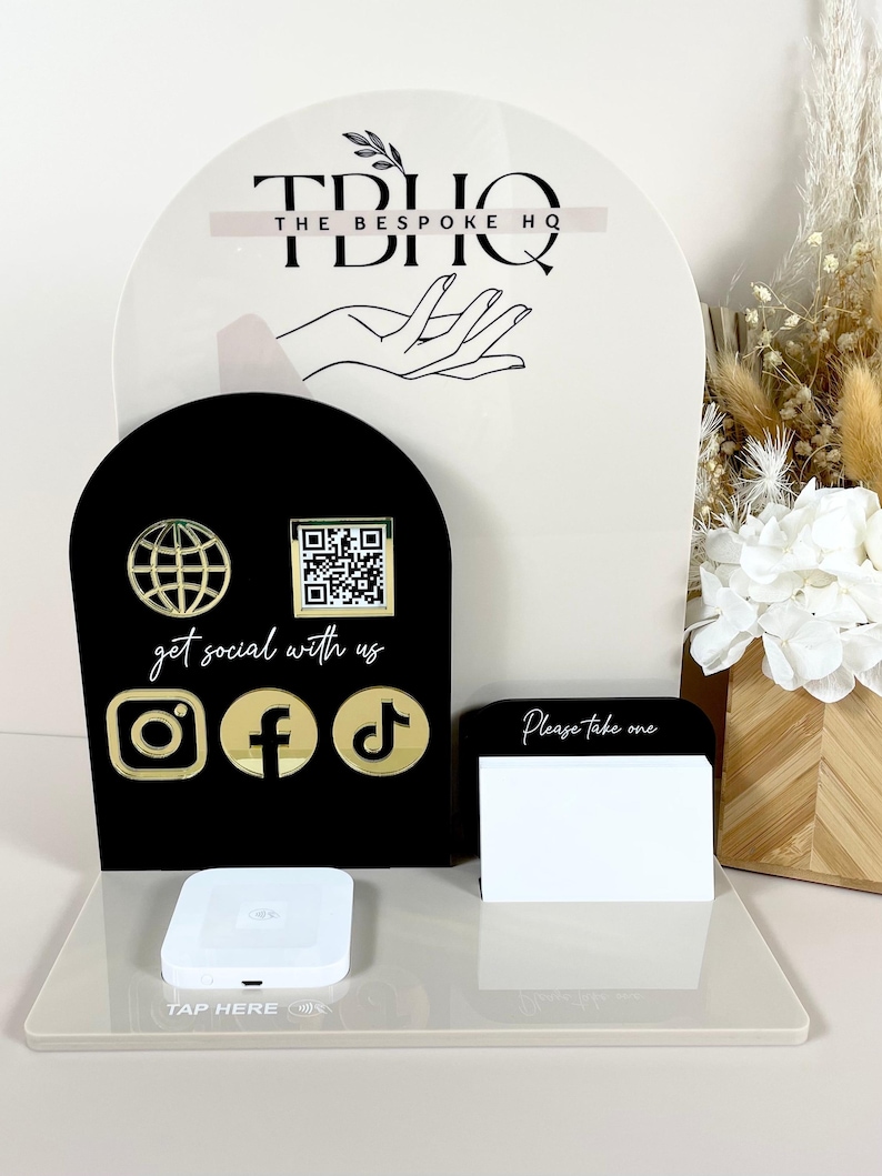 Custom QR Code & NFC Business Display | Acrylic Social Media Stand With ...