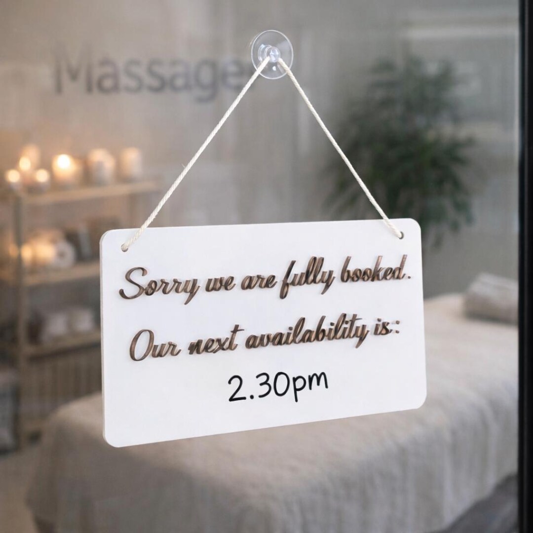 Fully Booked Availability Sign – Acrylic Hanging Sign – Custom Salon ...