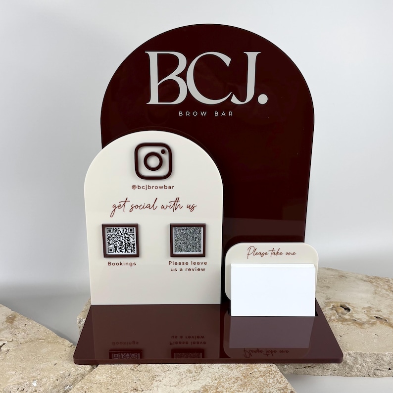 Custom QR Code & NFC Business Display | Acrylic Social Media Stand With ...
