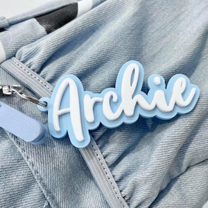 Personalised Name Keychain | Bubble Tag Bag Tag | Custom Acrylic Backpack Label for Kids & Adults