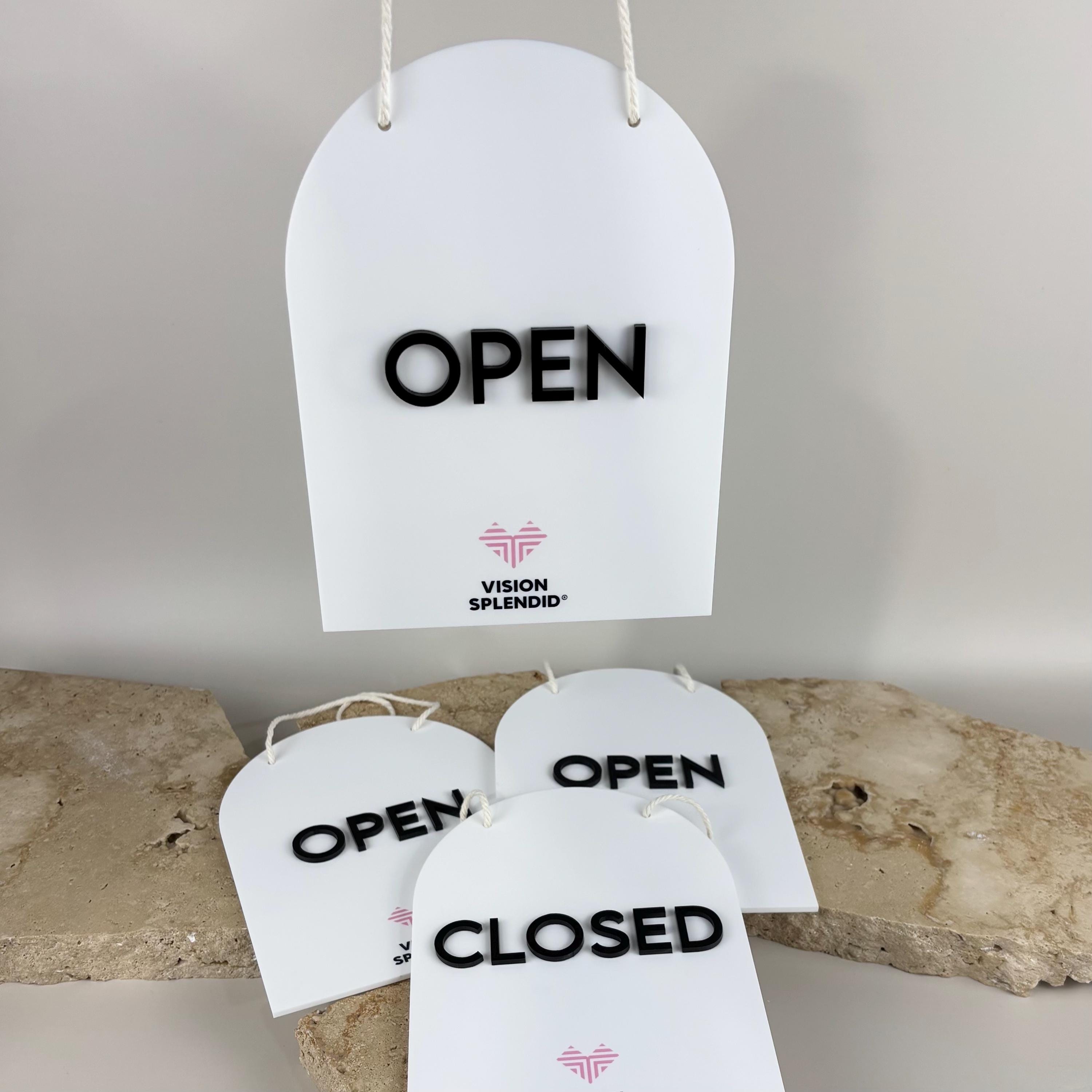 Mini Branded Double Sided Open and Closed Sign | 20cm Hanging Acrylic ...