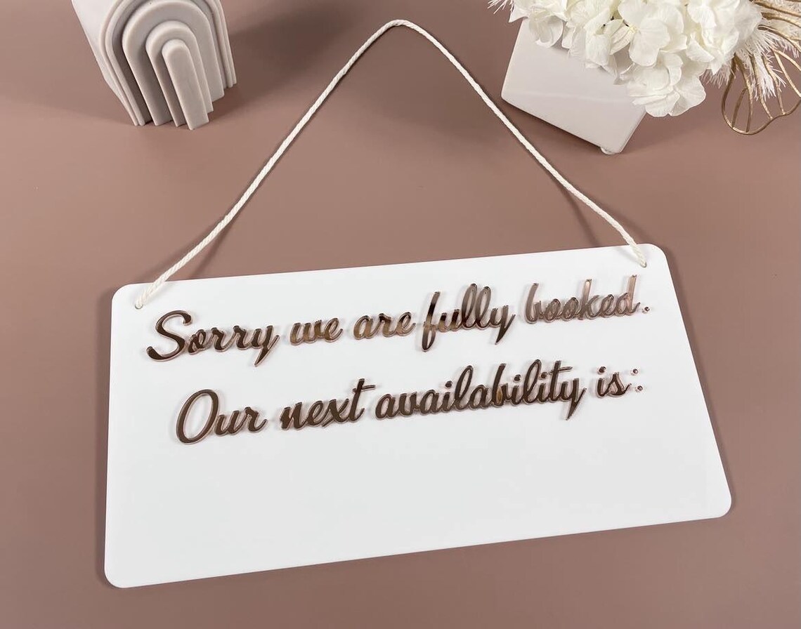 Fully Booked Availability Sign – Acrylic Hanging Sign – Custom Salon ...