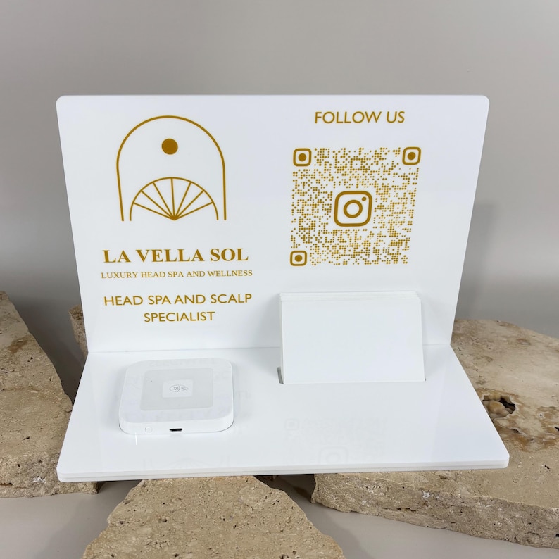 Custom Business Display Hub | Acrylic NFC Tap & QR Code Stand With Card ...