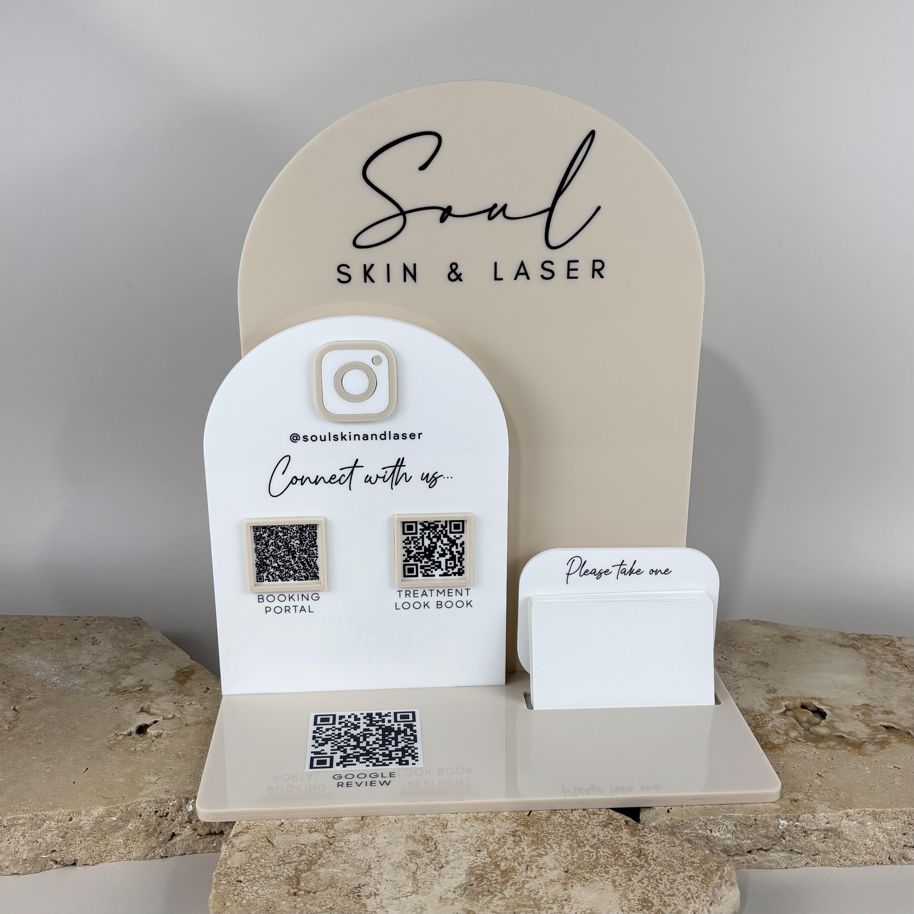 Custom QR Code & NFC Business Display | Acrylic Social Media Stand With ...