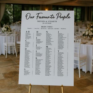 A1 Wedding Seating Chart | “Our Favourite People” Custom Sign | Alphabetical Guest List | Acrylic or Poster Style | Modern Reception Decor