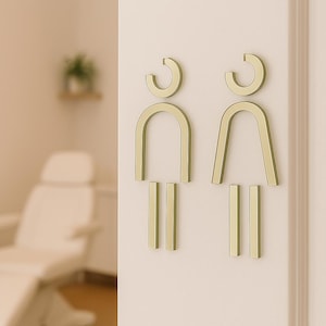 Modern Acrylic Male and Female Bathroom Signs – Self Adhesive Restroom Signage – Acrylic Toilet Signs – Gender Icons for for business & home